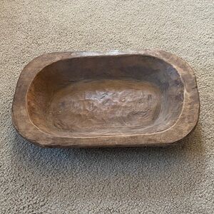Hand-Carved Wooden Dough Bowl - Natural Brown